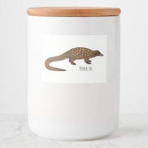 Long-tailed pangolin cartoon illustration  food label