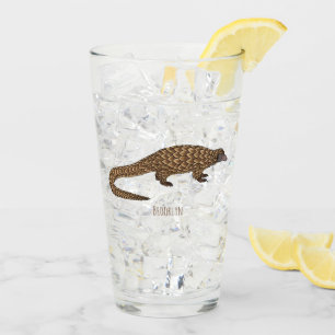 Long-tailed pangolin cartoon illustration glass