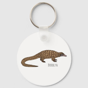 Long-tailed pangolin cartoon illustration key ring