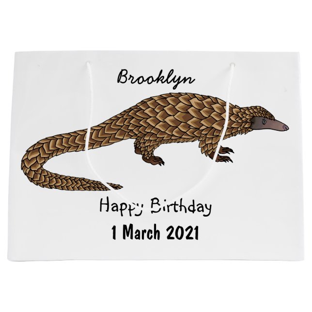 Long-tailed pangolin cartoon illustration large gift bag (Front)