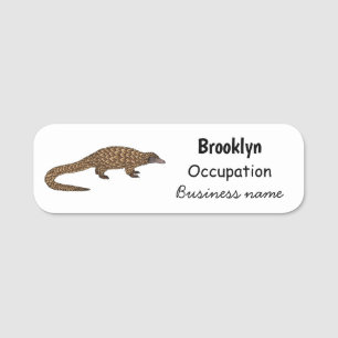Long-tailed pangolin cartoon illustration  name tag