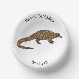 Long-tailed pangolin cartoon illustration paper plate