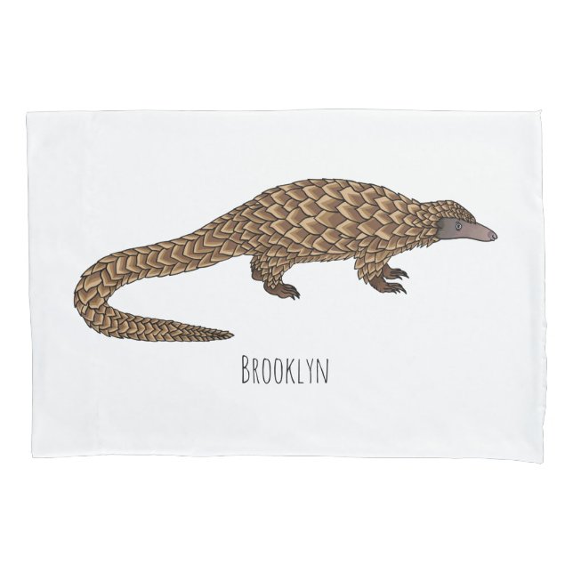Long-tailed pangolin cartoon illustration pillowcase (Front)