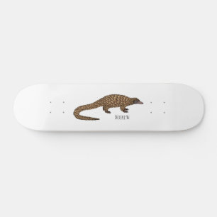 Long-tailed pangolin cartoon illustration skateboard