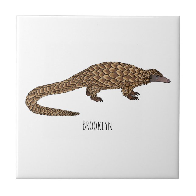 Long-tailed pangolin cartoon illustration  tile (Front)