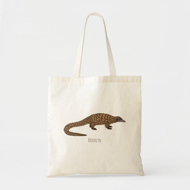 Long-tailed pangolin cartoon illustration  tote bag (Front)