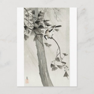 Long-tailed tit in storm - Ohara Koson - Full-size Postcard