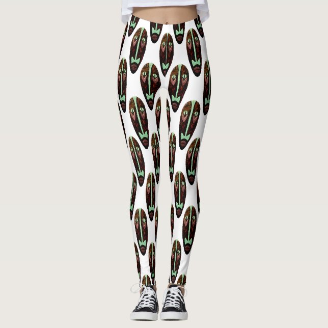 Long Tiki Mask Thunder_Cove Leggings (Front)