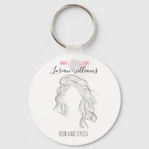 Long wavy hair Hairstyling branding Key Ring