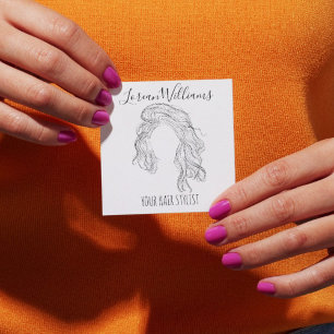 Long wavy hair  Hairstyling branding Square Business Card