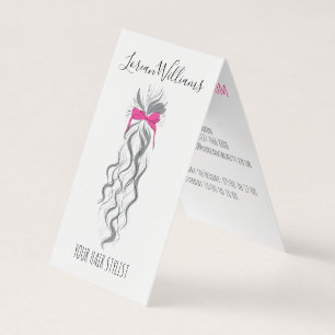Long wavy hair with a bow Hairstyling appointment Business Card