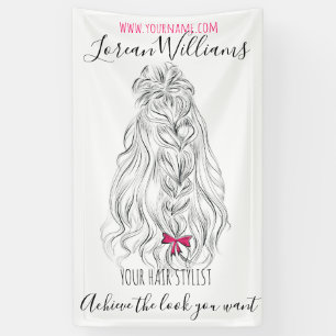 Long wavy hair with a bow Hairstyling branding Banner