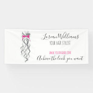 Long wavy hair with a bow  Hairstyling branding Banner