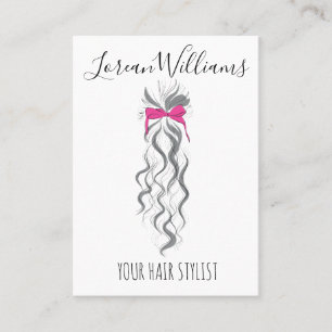 Long wavy hair with a bow Hairstyling branding Business Card