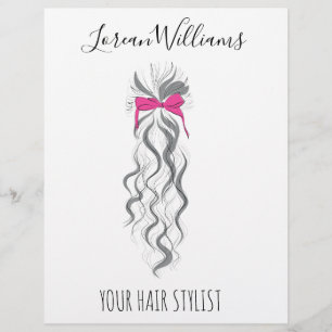 Long wavy hair with a bow Hairstyling branding Flyer