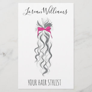 Long wavy hair with a bow Hairstyling branding Flyer