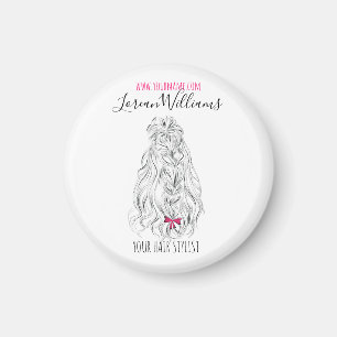 Long wavy hair with a bow  Hairstyling branding Magnet