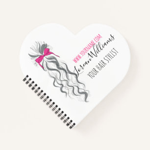 Long wavy hair with a bow  Hairstyling branding Notebook