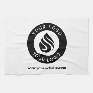 Long White Apron with Company Logo Promotional Tea Towel