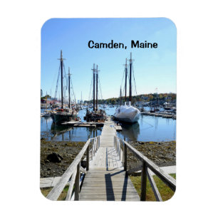 long wood dock in the harbour in Camden, Maine Magnet