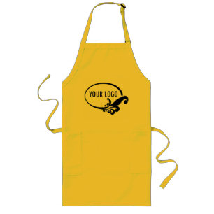 Long Yellow Apron Uniform with Pockets Custom Logo