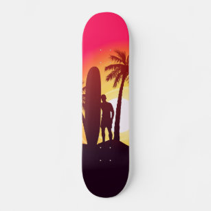 Longboard and palms skateboard