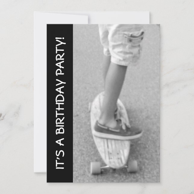 Longboard Birthday Party Invitation (Front)