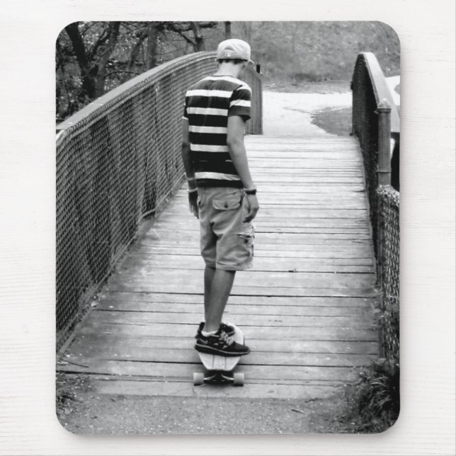 Longboard Bridge Riding Mouse Pad (Front)