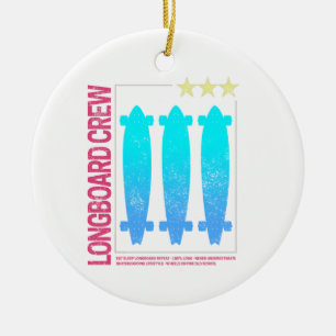 Longboard Retro Skateboard Vintage Skater Design Ceramic Tree Decoration