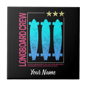 Longboard Retro Skateboard Vintage Skater Design Tile
