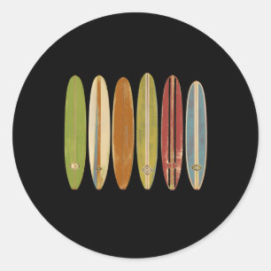 Longboard Surfboards Style Surfing Classic Round Sticker