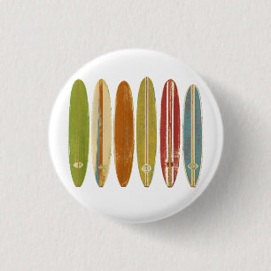 Longboard Surfboards Vintage Retro Style Surfing 3 Cm Round Badge