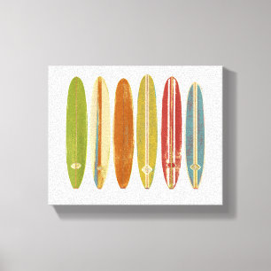 Longboard Surfboards Vintage Retro Style Surfing Canvas Print