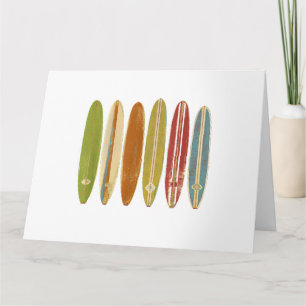 Longboard Surfboards Vintage Retro Style Surfing Card