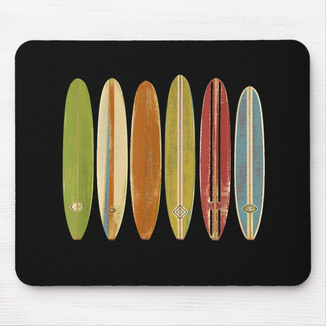 Longboard Surfboards Vintage Retro Style Surfing Mouse Pad (Front)