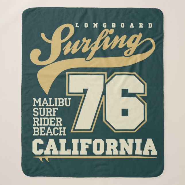 Longboard Surfing | California 76 Sherpa Blanket (Front)