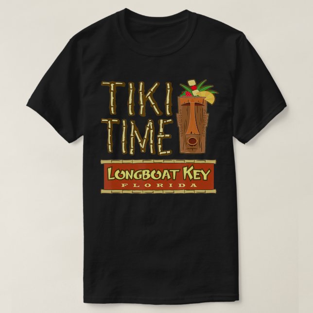 Longboat Key Florida Retro Tiki Bar Design  T-Shirt (Design Front)