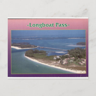 Longboat Pass Florida Vintage Aerial View Postcard