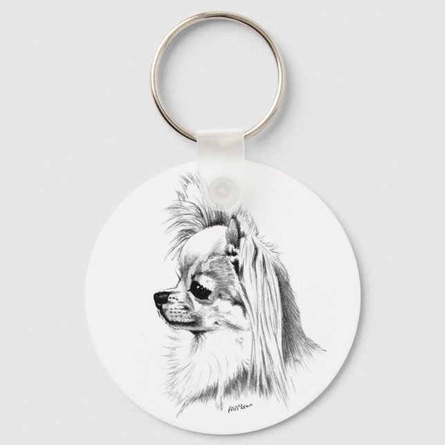 Longcoat chihuahua key ring (Front)