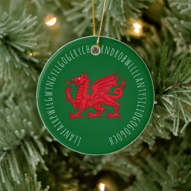 Longest Welsh word Ceramic Tree Decoration (Tree)