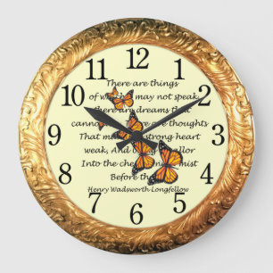 Longfellow ~ Monarch Butterflies ~ Golden Ring ~ Large Clock