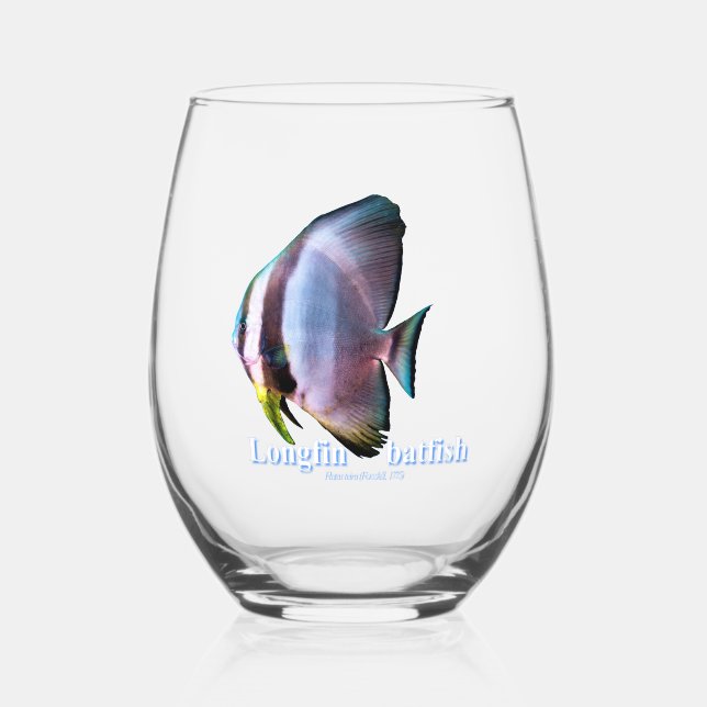 Longfin batfish cut-out stemless wine glass (Front)