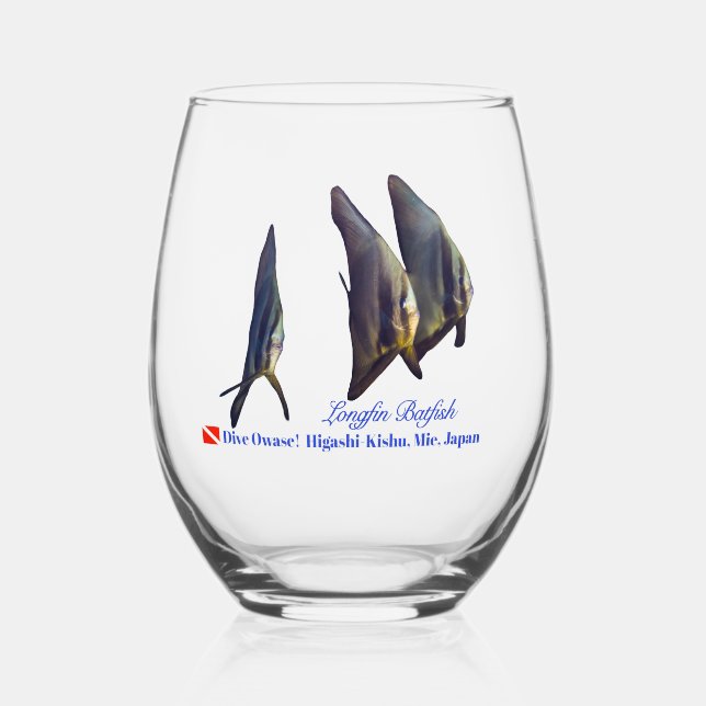 Longfin Batfish  Stemless Wine Glass (Front)