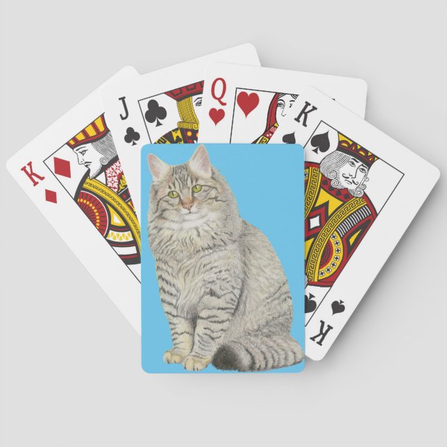 Longhair Tabby Cat Bicycle Playing Cards (Back)