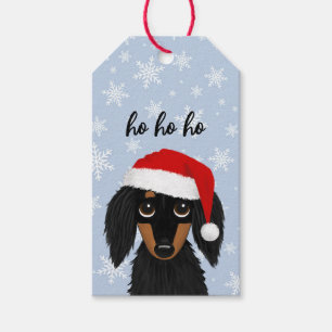 Longhaired Black and Tan Dachshund Dog Christmas Gift Tags