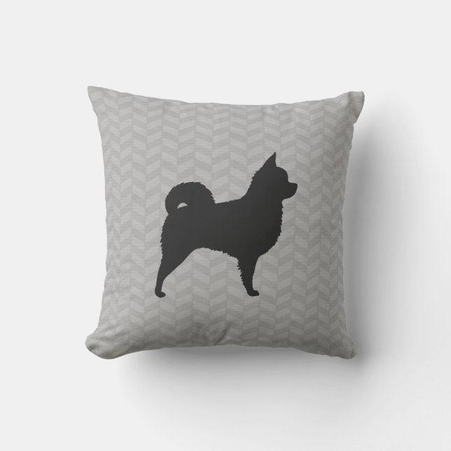 Longhaired Chihuahua Silhouette Cushion (Front)