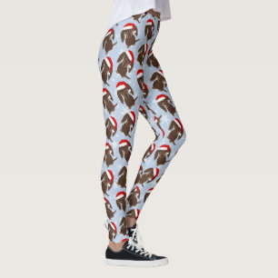 Longhaired Chocolate Dachshund Christmas Holiday Leggings