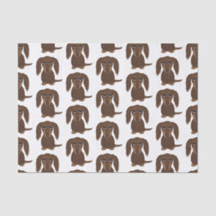 Longhaired Chocolate Dachshund Pattern Cute Dogs Tissue Paper