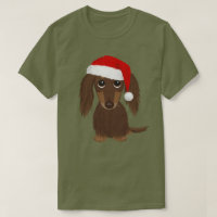 Longhaired Chocolate Dachshund Santa Christmas