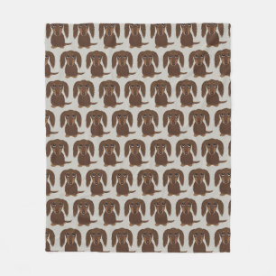 Longhaired Chocolate Dachshund   Wiener Dogs Fleece Blanket